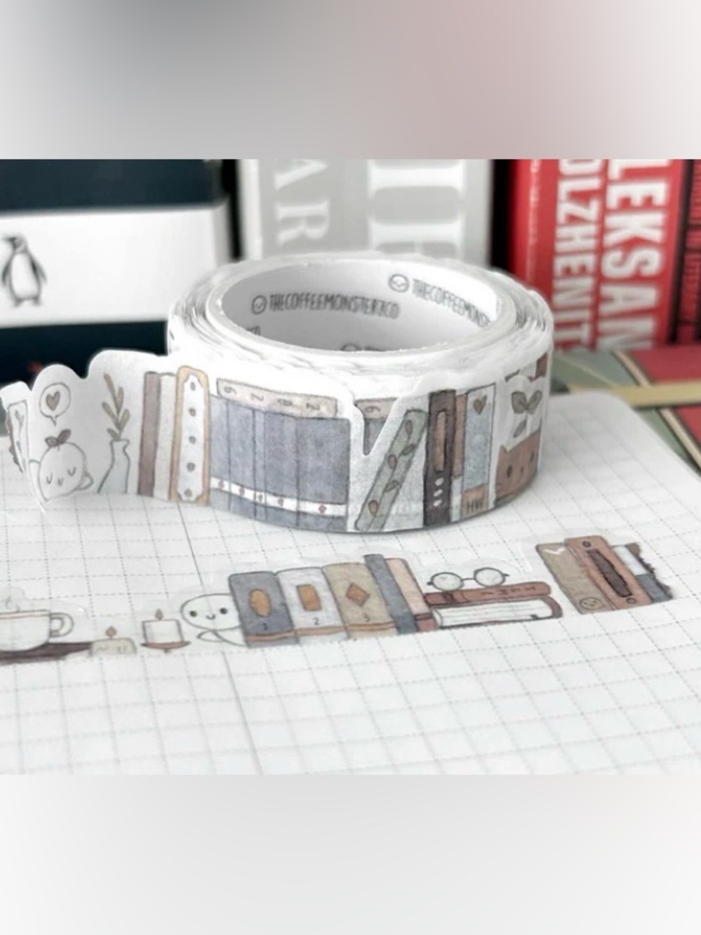 TheCoffeeMonsterzCo- Painted Bookshelf Die-Cut Washi Tape - 18mm